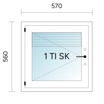 Avattava ikkuna 570 x 560 mm MSEA Valk/Raj.Ruskea 130 mm