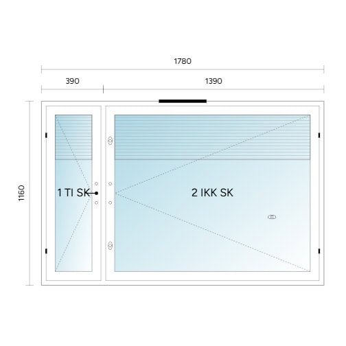 Avattava ikkuna 1780 x 1160 mm MSEA Valk/Raj.Ruskea 130 mm