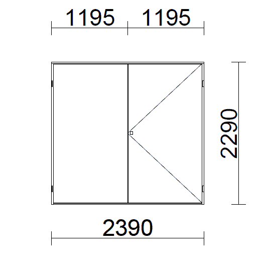 Sisäpariovi, koivureunainen, 2390 x 2290 mm, 92 mm, valk/valk