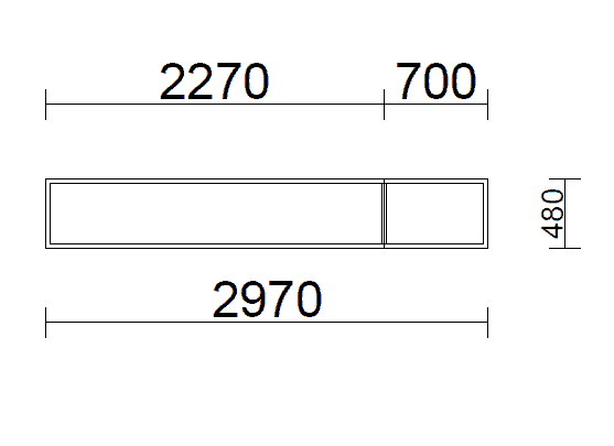 Täysalumiininen Kiinteä ikkuna AUI/K pienellä tuuletusosalla 2970 x 480 mm, 86 mm, Valk/Harmaa