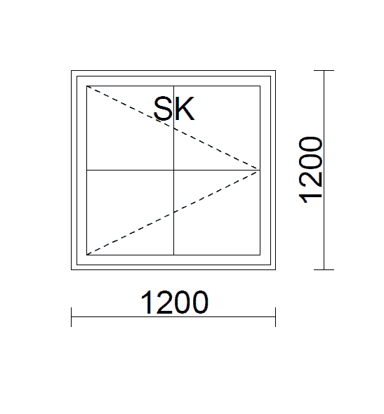 Avattava ikkuna 1200 x 1200 mm MSEA_ST 130 mm Valk/Valk(Rajattu)SIGNAL WHITE