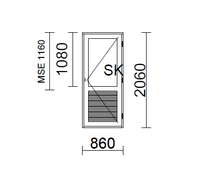 Parvekeovi 860 x 2060 mm IOU/A(H), 170 mm, Valk/Ruskea