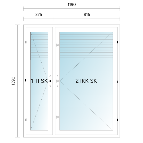 Avattava ikkuna 1190 x 1390 mm MSEA valk/170mm